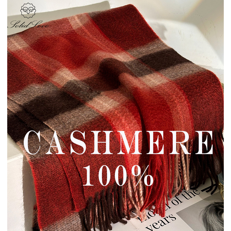 Travel Accessories Neck - 100% Cashmere Scarf Plaid With Tassel