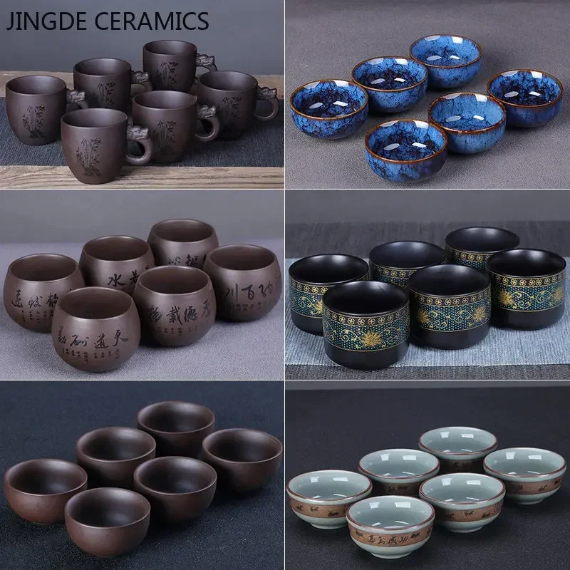 Travel Accessories In Bulk - 6pcs Chinese Handmade Purple Clay Tea