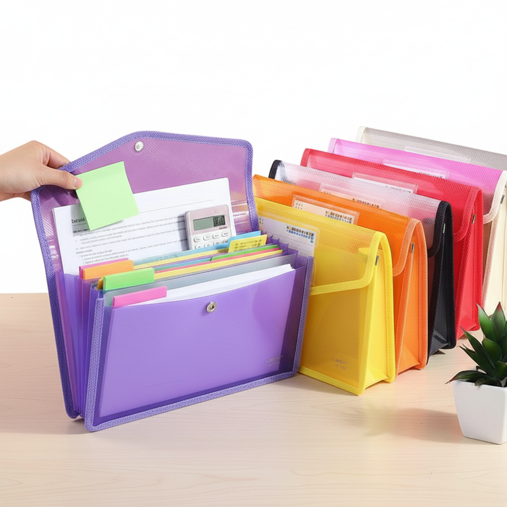 Document Organizer Folder - Large Capacity PVC Stationery Storage Pouch