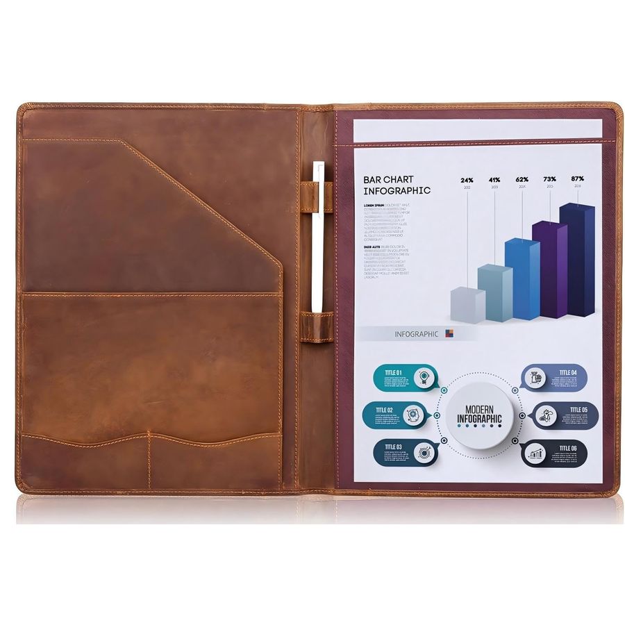 Leather Portfolio, A4 Document – обзор и цена Document Organizer Folder