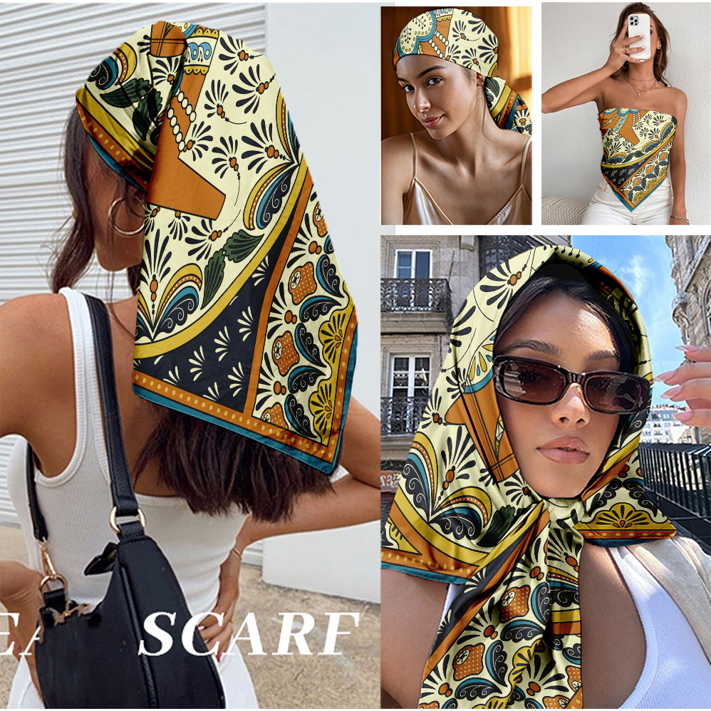 Vintage Print Satin Scarf 90cm – обзор и цена Travel Accessories Neck