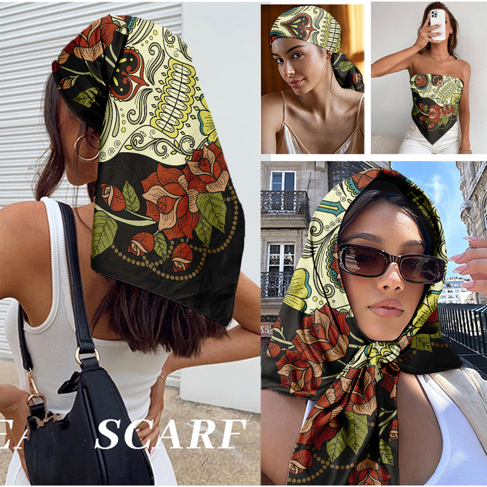Vintage Print Satin Scarf 90cm – обзор и цена Travel Accessories Neck